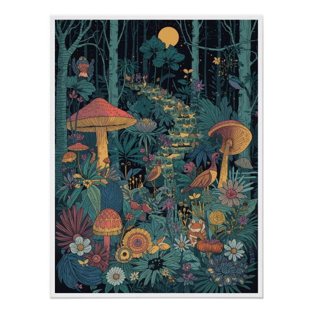 Póster psicodélico del bosque (Anverso)