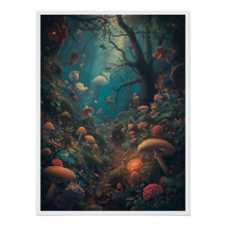 Póster psicodélico del bosque