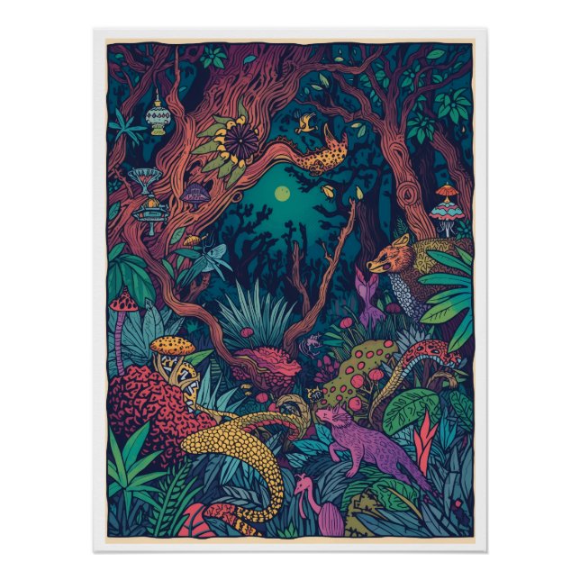 Póster psicodélico del bosque (Anverso)