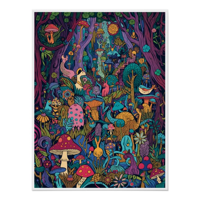 Póster psicodélico del bosque (Anverso)