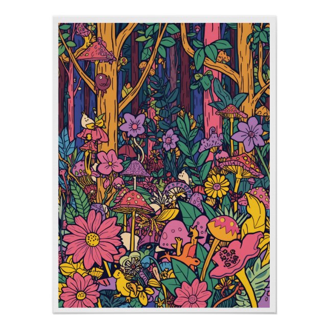 Póster psicodélico del bosque (Anverso)