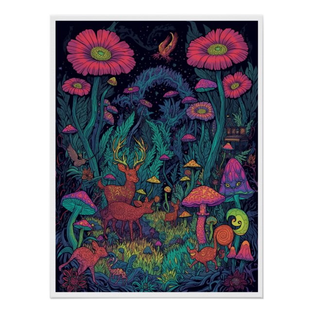 Póster psicodélico del bosque (Anverso)