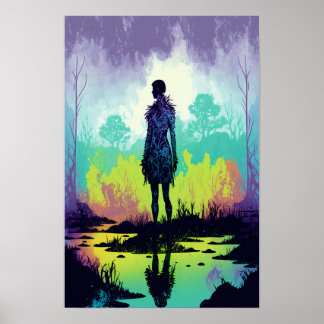 Póster psicodélico del bosque mágico 2