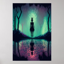 Póster psicodélico del bosque mágico 3