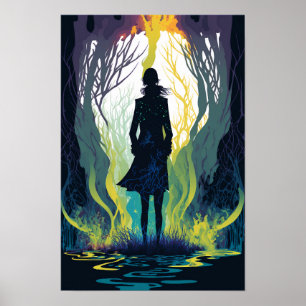 Póster psicodélico del bosque mágico 5