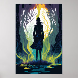 Póster psicodélico del bosque mágico 5