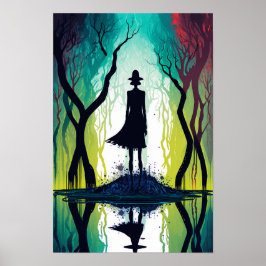 Póster psicodélico del bosque mágico 6