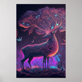 Póster psicodélico del ciervo místico | Animal esp