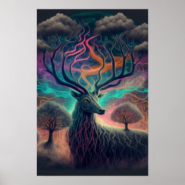 Póster Psicodélico del Ciervo Místico | Animal Esp