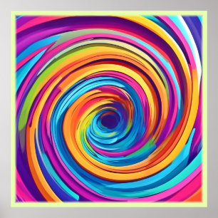 Póster Psicodélico giro de los cascos arcoiris