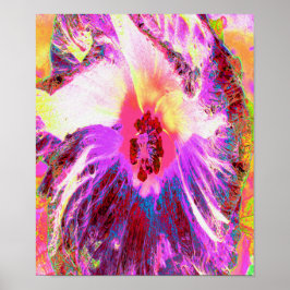 Póster Psicodélico Trippy Colores Arcoiris Hibiscus Flor