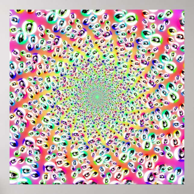 Póster Psicodélicos ojos arcoiris Mandala (Frente)