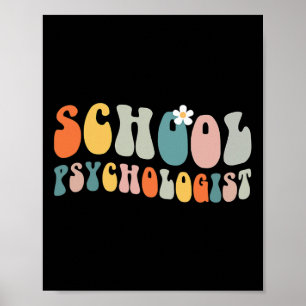 Póster Psicólogo escolar Groovy Retro Vintage Psicologo