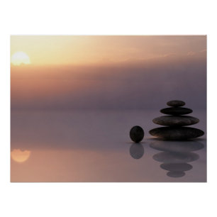 Póster Psicólogo Terapeuta Piedras Zen, Puesta de sol, Yo