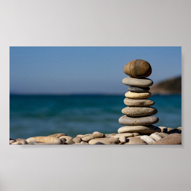 Póster Psicólogo Terapista Zen Stones, Yoga (Frente)
