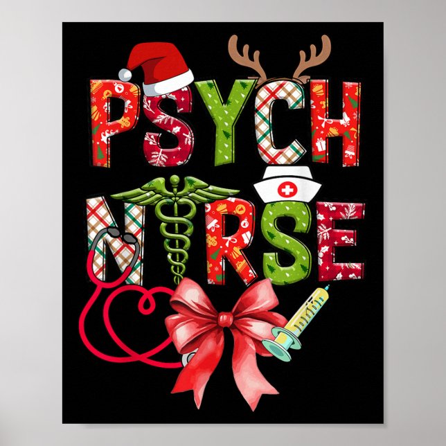 Póster Psych Nurse Christmas Cute Coquette Christmas Bow  (Frente)