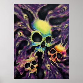Póster "Psychedelia" Skull Cluster Art Poster Print