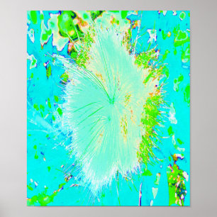 Póster Psychedelic Aqua and Lime Green Milkweed