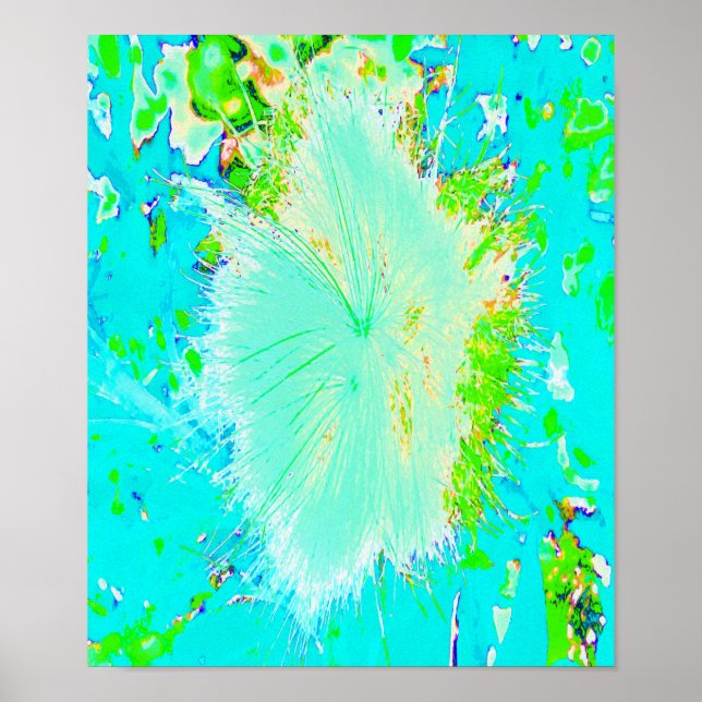 Póster Psychedelic Aqua and Lime Green Milkweed (Frente)