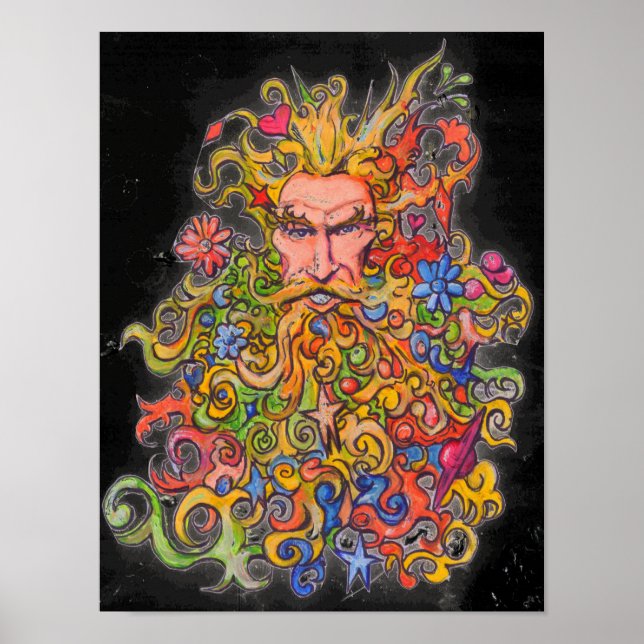 Póster Psychedelic Beard Guy (Frente)