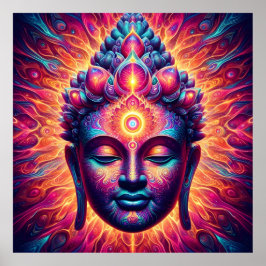 Póster Psychedelic Buddha Art Poster - Vibrant Third Eye 