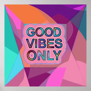 Póster Psychedelic "Good Vibes Only" Text Graphic