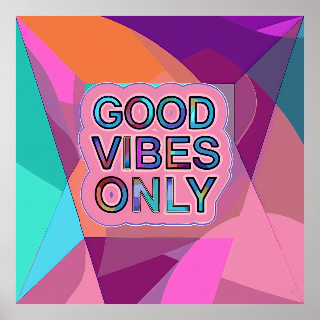 Póster Psychedelic "Good Vibes Only" Text Graphic (Frente)