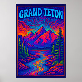 Póster Psychedelic Grand Teton