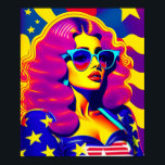 Póster Psychedelic Groovy Stars Sensation Vintage Girl Po<br><div class="desc">Get transported back to the days of peace, love, and flower power with this stunning pop art creation. A captivating psychedelic girl, donning a pair of trendy sunglasses, shines against a backdrop of the iconic stars and stripes. With its bold colors, retro groovy vibe, and modern pop art design, this...</div>