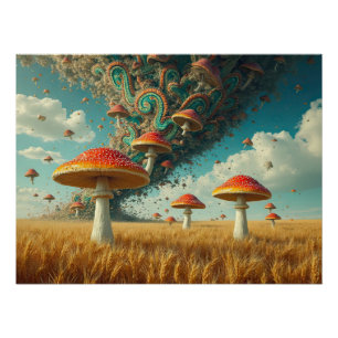 Póster Psychedelic Paisley Mushrooms