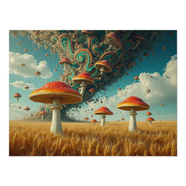 Póster Psychedelic Paisley Mushrooms (Anverso)