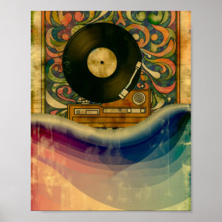 Póster Psychedelic Record Player Art