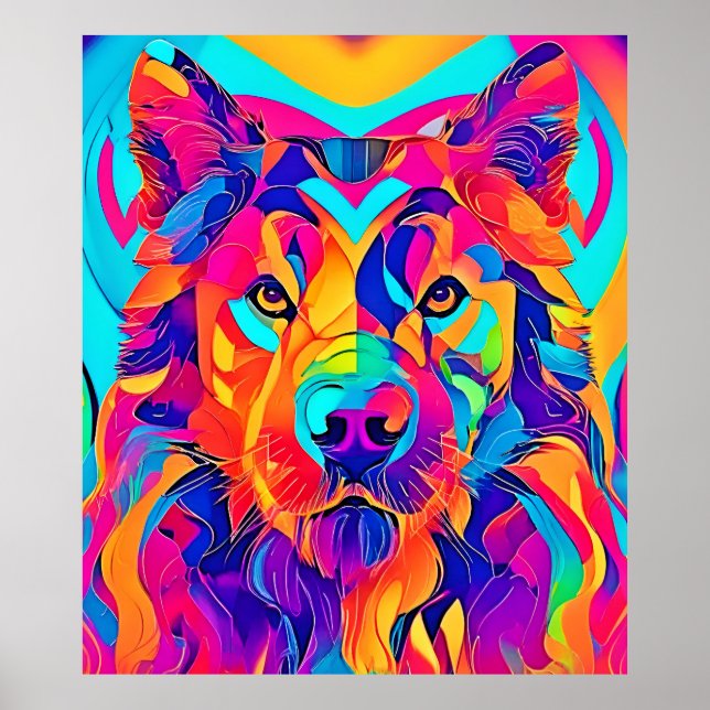 Póster Psychedelic Wolf Majesty (Frente)
