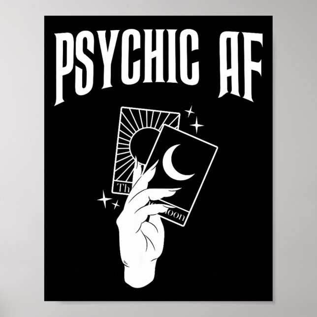Póster Psychic Af Funny New Age Occult Tarot Clairvoyant  (Frente)