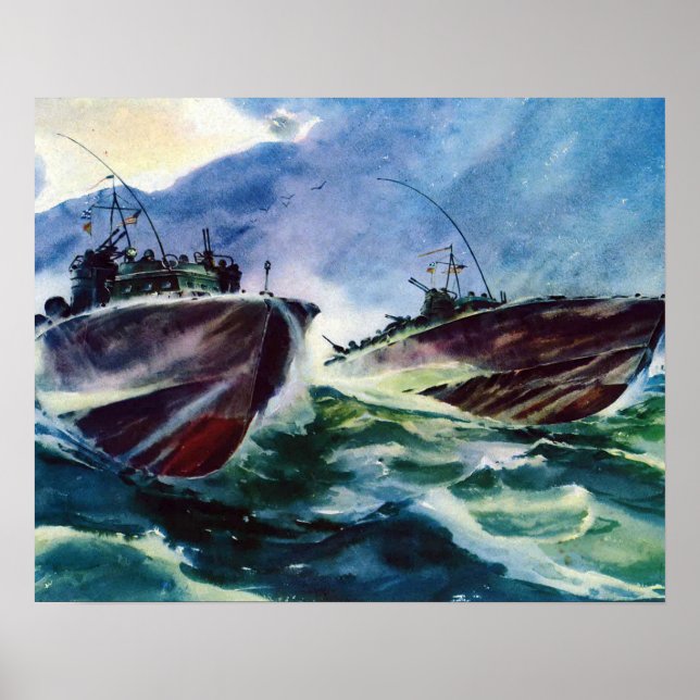 Póster ¡PT BOATS Cazadores de la Segunda Guerra Mundial d (Frente)