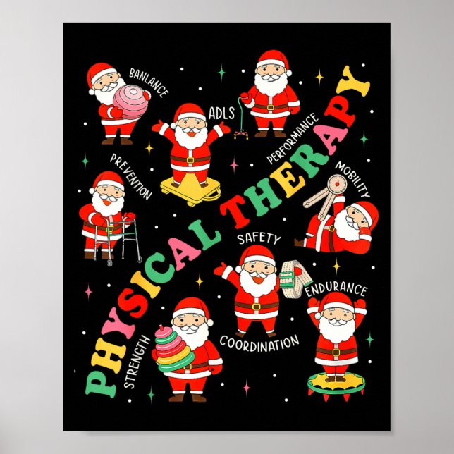 Póster Pt Christmas Physical Therapy Santa Therast Xmas P (Frente)