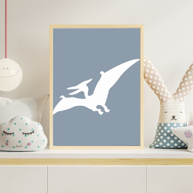 Póster Pterodactyl Silhouette Nursery Wall Art Blue Dino (Subido por el creador)