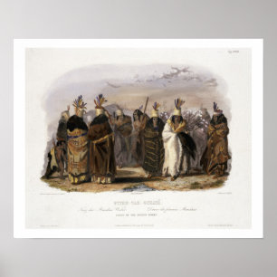 Póster Ptihn-Tak-Ochata, danza de las mujeres de Mandan,