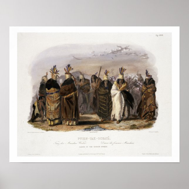 Póster Ptihn-Tak-Ochata, Danza de las Mujeres Mandan, pla (Frente)