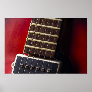 Póster Púa de guitarra de HollowBody de cuello rojo