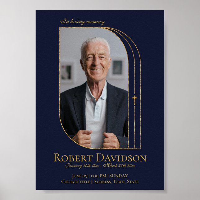 Póster Publicación de Anuncio de Funeral en Facebook Azul (Frente)