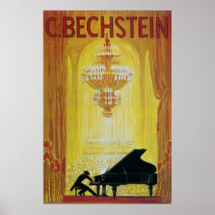 Póster publicidad 1920 del piano del vintage
