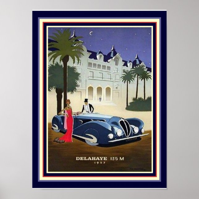 Póster Publicidad Art Deco Delahaye de 1937 Imprimir 12x1 (Frente)