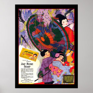 Póster Publicidad color de rosa japonesa del jabón del