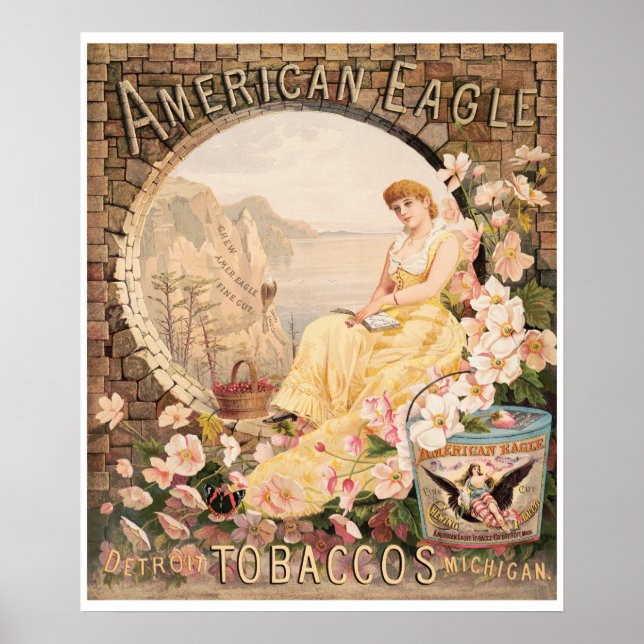 Póster Publicidad de American Eagle Chicle Tobacco 1885 (Frente)