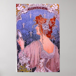 Póster Publicidad de Art Nouveau Corset