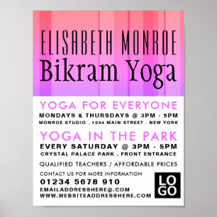 Póster Publicidad de clase clásica de yoga en bikram con 