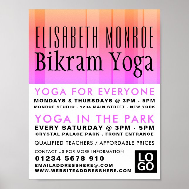 Póster Publicidad de clase clásica de yoga en bikram con  (Frente)