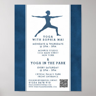 Póster Publicidad de clase de yoga azul de la Marina mode