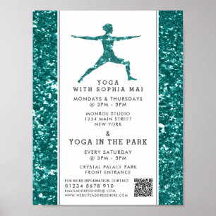 Póster Publicidad de clase de yoga con efecto Purpurina A